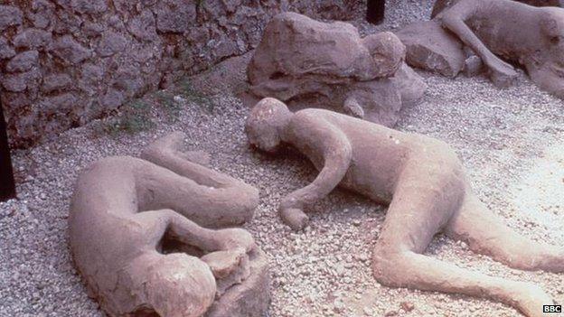 Lava-coated bodies of victims of the volcano in Pompeii, Italy (file image)