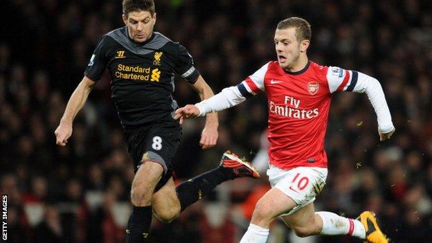 Steven Gerrard (l) and Jack Wilshere