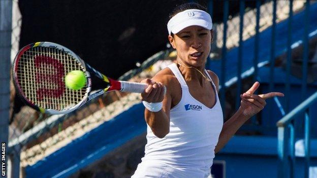 Anne Keothavong in Fed Cup action