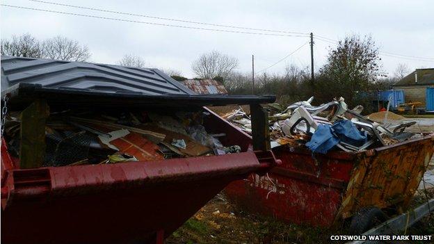 The rubbish was put into skips at the rangers' storage yard