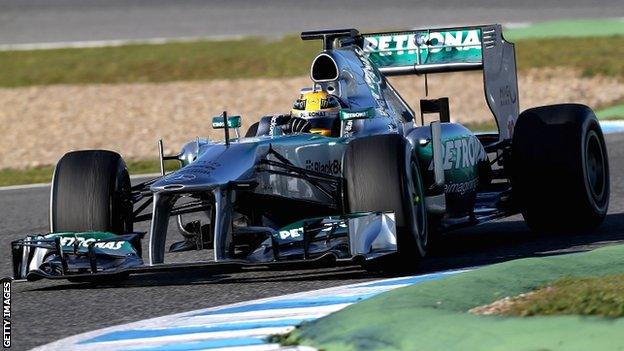 Lewis Hamilton in the new Mercedes