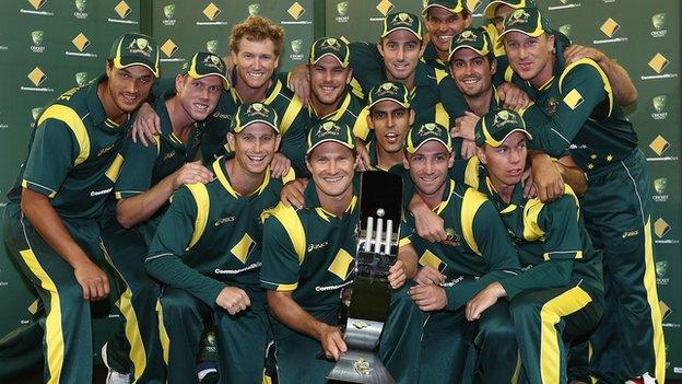 Australia with the one-day series trophy