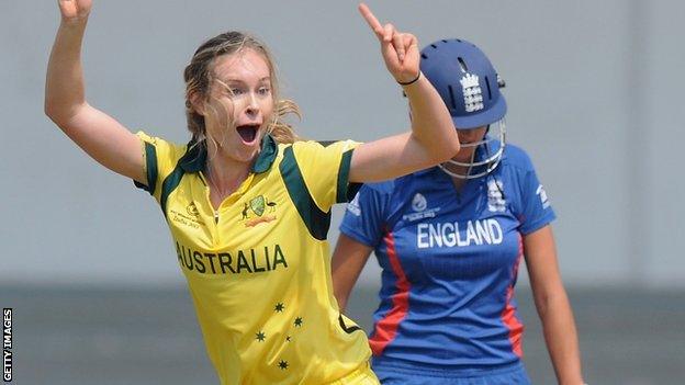 Australia's Holly Ferling celebrates a wicket