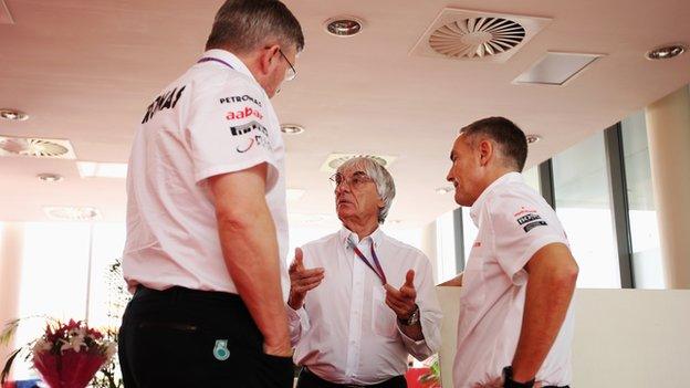 Ross Brawn, Martin Whitmarsh and Bernie Eccleston