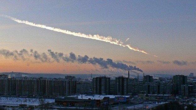 The trace of a meteor over Russia