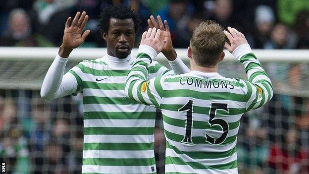 Celtic players Efe Ambrose and Kris Commons