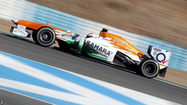 Force India's Paul Di Resta during testing at Circuito de Jerez