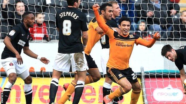 Gedo celebrates scoring for Hull City