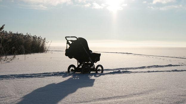 Pram in snow