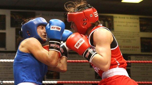 Ireland's Katie Taylor (right) attacks during her victory over Karolina Graczyk in Dublin