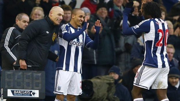 West Brom striker Peter Odemwingie comes on for Romelu Lukaku against Sunderland