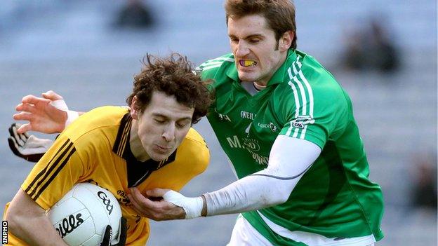 Ulster forward Jamie Clarke is challenged by Brian Malone during the final at Croke Park