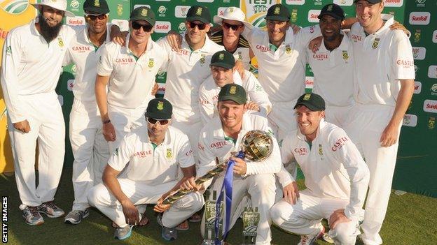 South Africa with the Test series trophies