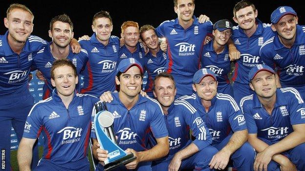 England with the one-day series trophy