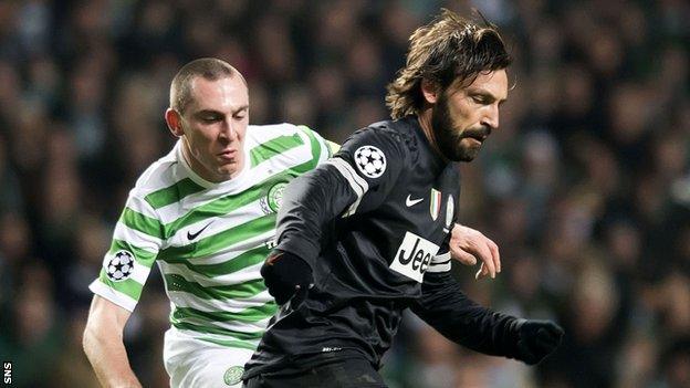 Celtic skipper Scott Brown in action against Juventus