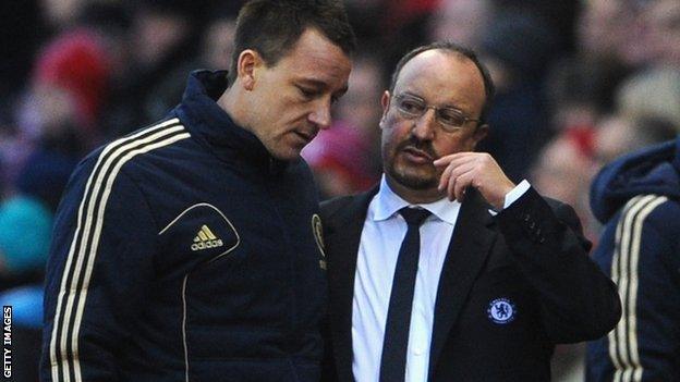 Chelsea interim manager Rafael Benitez (right) and defender John Terry