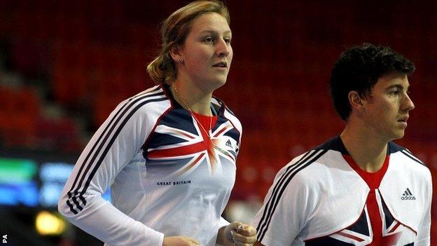 Great Britain's pole vaulters Holly Bleasdale (left) and Steve Lewis