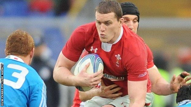 Wales lock Ian Evans against Italy