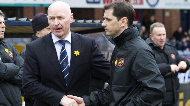 Dundee manager John Brown and Dundee United boss Jackie McNamara