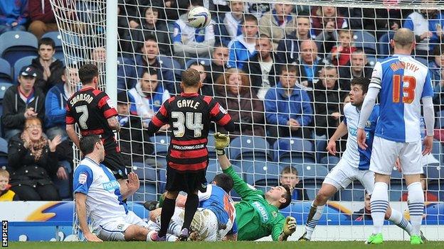 Dwight Gayle scores against Blackburn Rovers