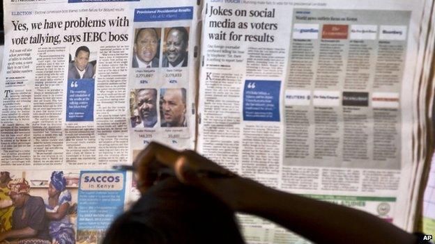 An electoral worker at the call centre , in Nairobi, Kenya Wednesday 6 March 2013