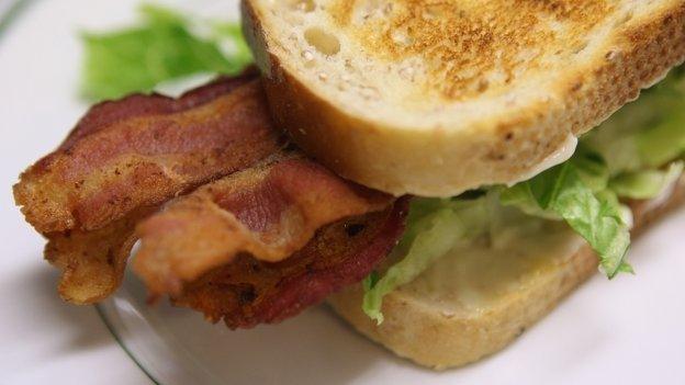 Bacon sandwich on a plate