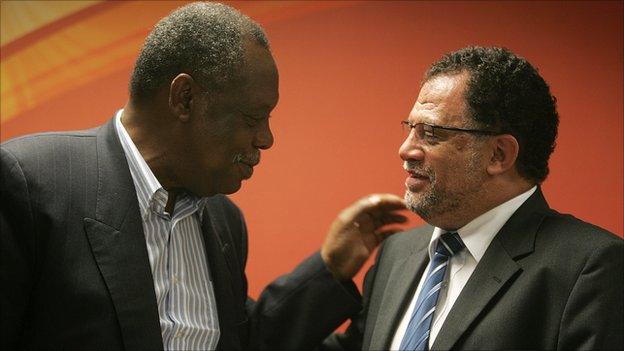 Issa Hayatou and Danny Jordaan