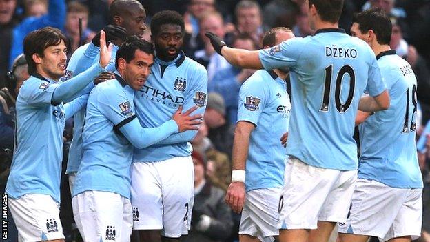 Manchester City celebrate their victory over Barnsley