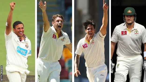 Usman Khawaja, James Pattinson, Mitchell Johnson, Shane Watson