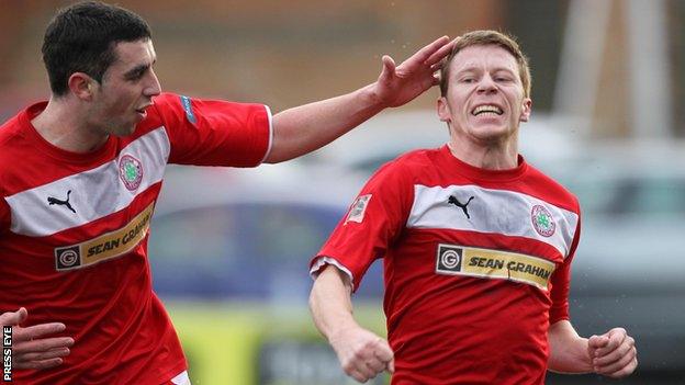 Joe Gormley and Stephen Garrett of Cliftonville