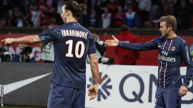 Zlatan Ibrahimovic (left) and David Beckham