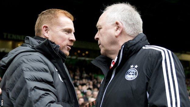 Aberdeen manager Craig Brown and Celtic manager Neil Lennon