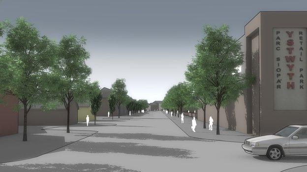 An architect's impression of the tree-lined avenue