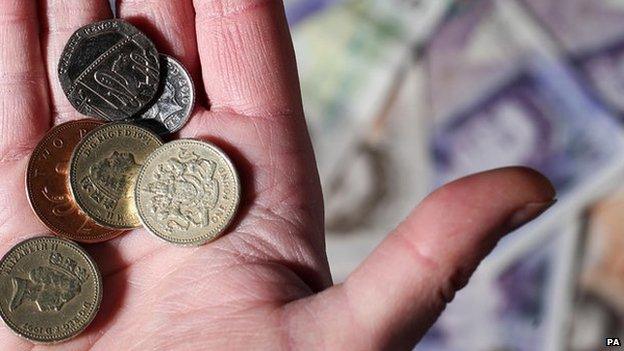 Coins in a hand