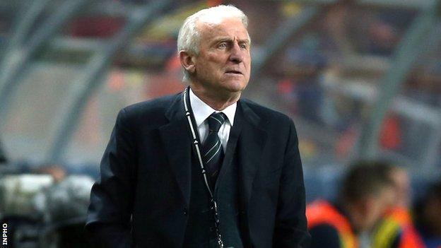 Giovanni Trapattoni watches Friday's match in Stockholm's Friends Arena