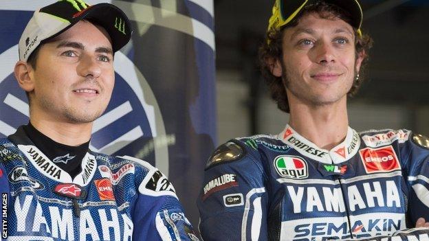 Jorge Lorenzo (left) and Valentino Rossi