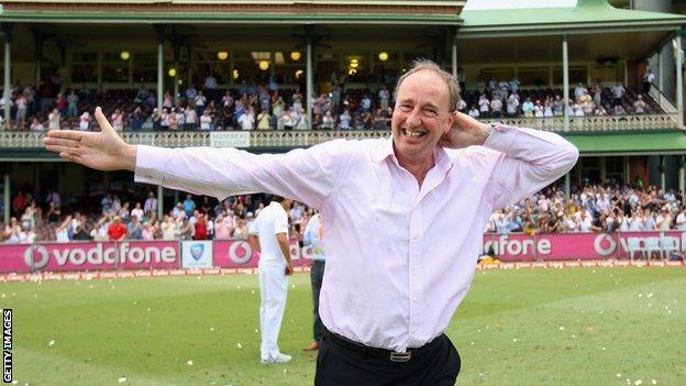 Jonathan Agnew does the Sprinkler dance during the last Ashes tour