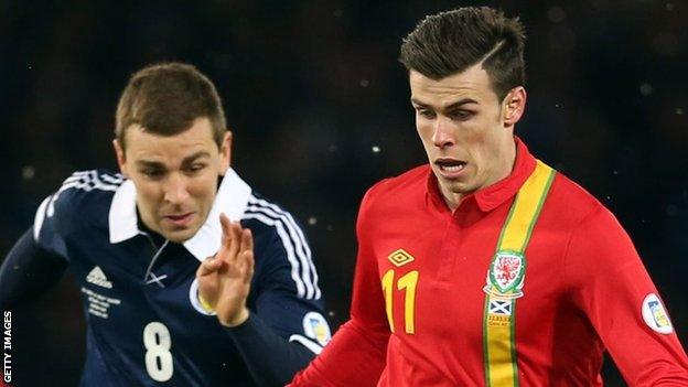 Gareth Bale in action against Scotland