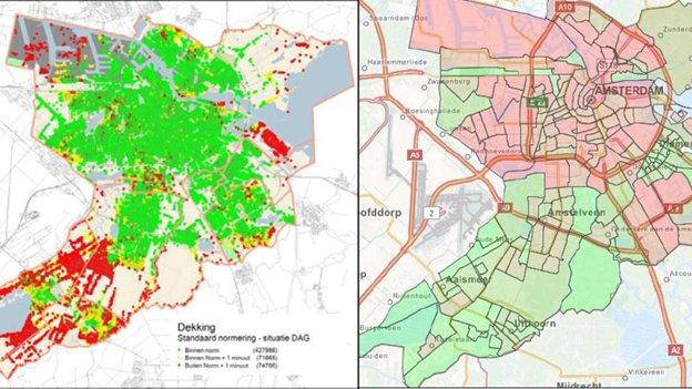 Map of Amsterdam displaying individual risk profiles