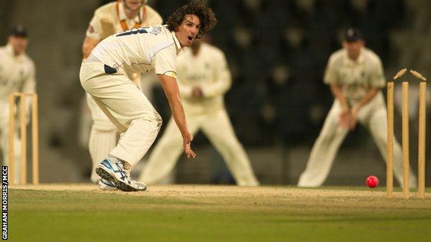 Warwickshire paceman Chris Wright in Abu Dhabi