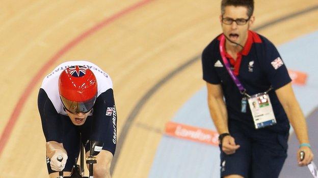 Chris Furber (right) encourages Jon-Allan Butterworth during the 2012 Paralympics