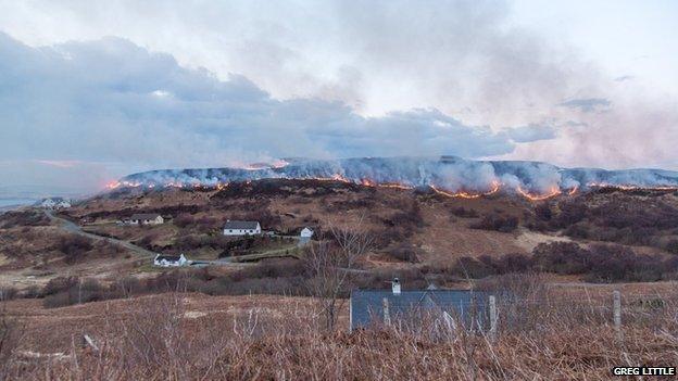 Wildfire near Fiskavaig, Isle of Skye