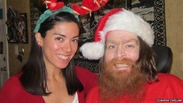 Claudia Cuellar and Tomas Young celebrate Christmas together