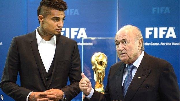 AC Milan player Kevin-Prince Boateng and Fifa president Sepp Blatter