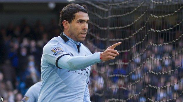 Carlos Tevez scores