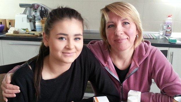 Liza Yaroshenko with her adoptive mother Oksana Aligeva