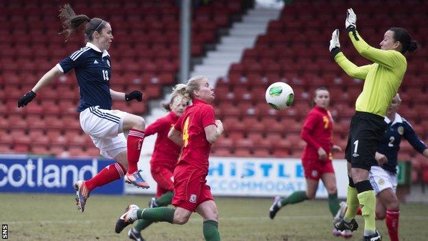 Jane Ross scores for Scotland against Wales