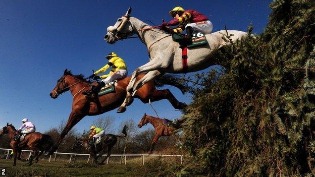 Horses contest the 2013 Grand National at Aintree