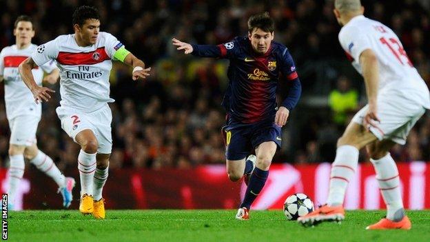 Lionel Messi in action against PSG