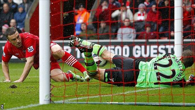 Rickie Lambert and Jussi Jaaskelainen